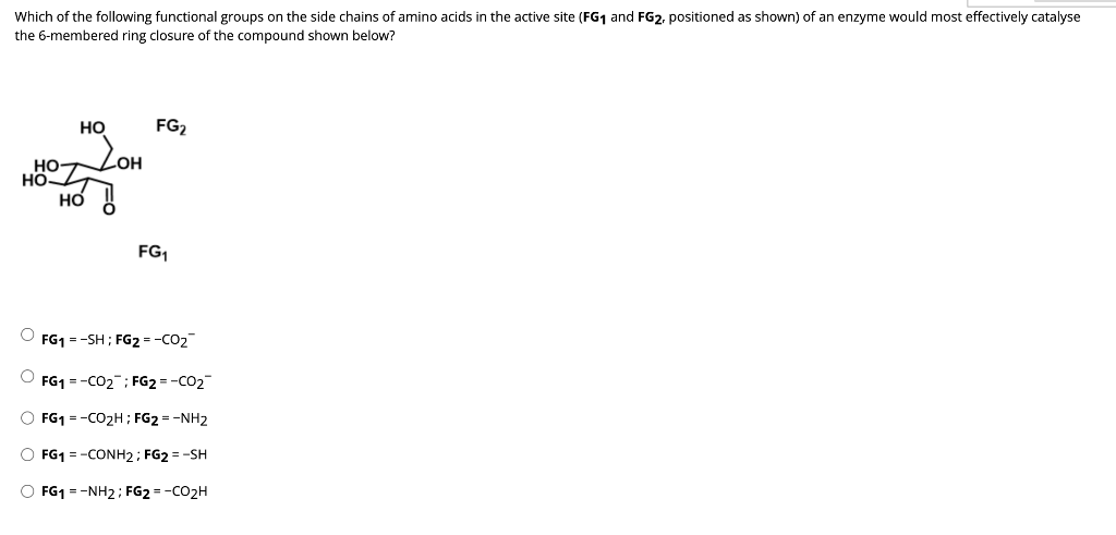 Which Of The Following Functional Groups On The Side Chains Of Amino Acids In The Active Site Fg1 And Fg2 Positioned A 1