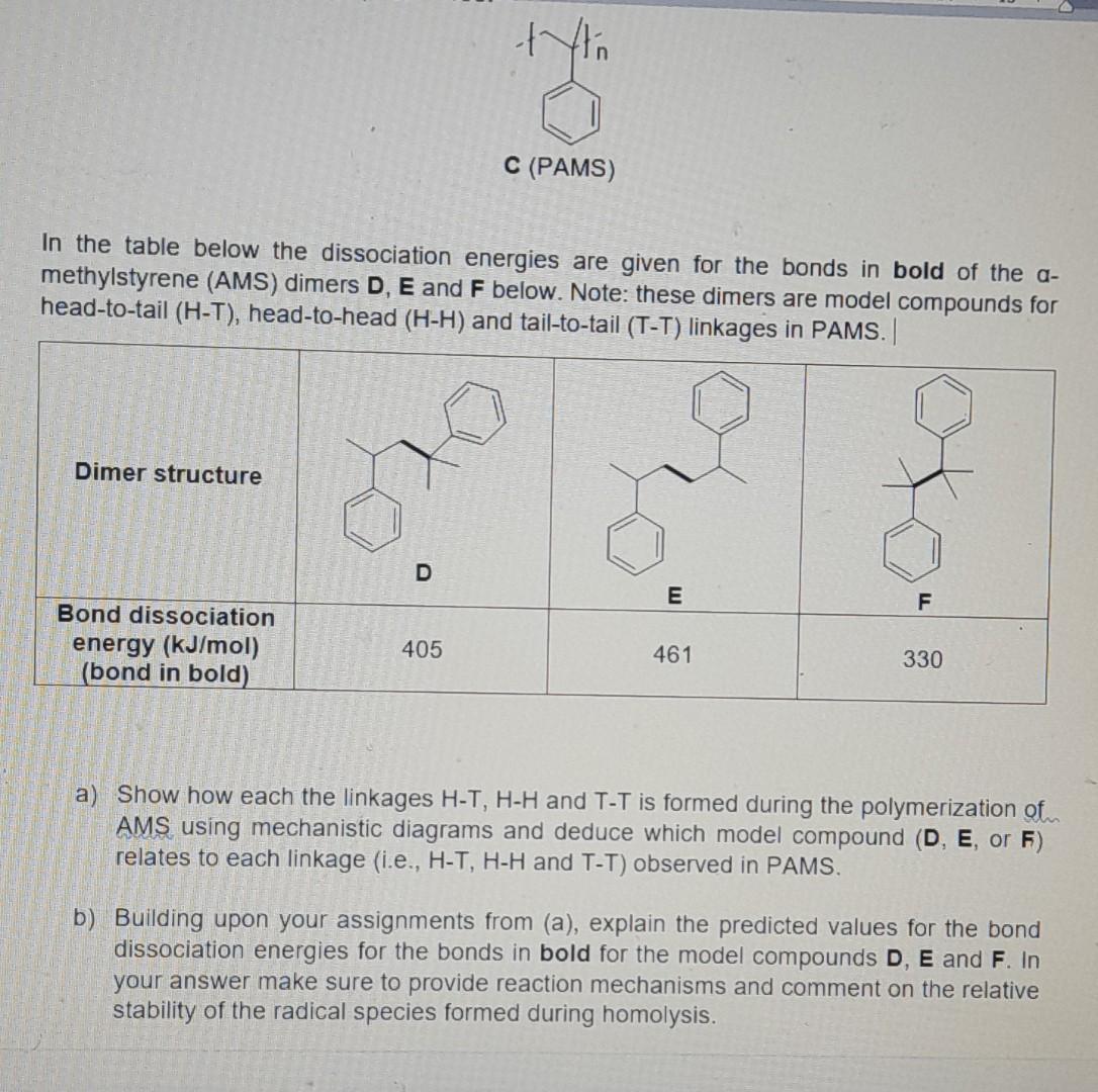 Show How The Linkage Is Formedand E Xplain The Predicted Value Of The Bond Dissociation Energy 1