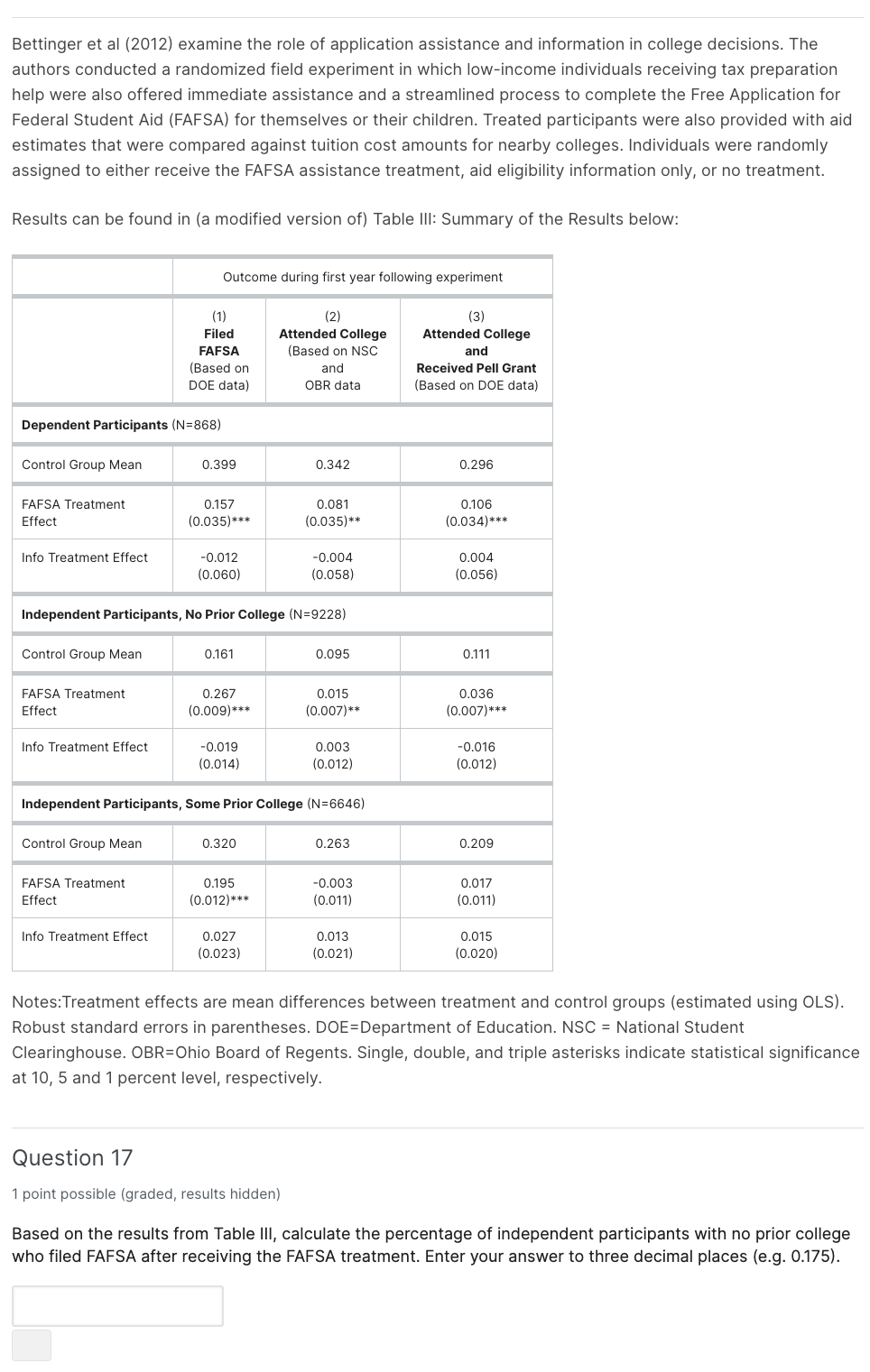 Bettinger Et Al 2012 Examine The Role Of Application Assistance And Information In College Decisions The Authors Cond 1
