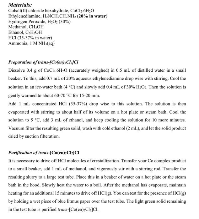 4 4 Isomerism In Transition Metal Complexes Preparation And Characterization Of Cis And Trans Dichlorobis Ethylenediam 2