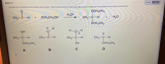 Question 6 4 Points Consider The Mechanism For The Reaction Shown Below Which Of The Structures Shown Does Not Represen 1