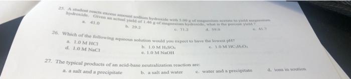 26 Which Of The Following Aqueous Solution Would You Expect To Love The War Homhci D 10m Nec 1 Omiso Vomico 10m Not 1
