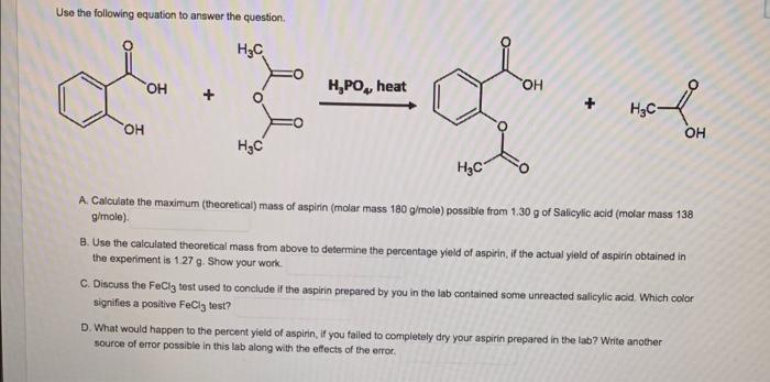 Use The Following Equation Tower The Question H3c Mo Oh H Po Heat Oh Hyc Oh Oh H C H C A Co The Maximum Clicar Man Et 4