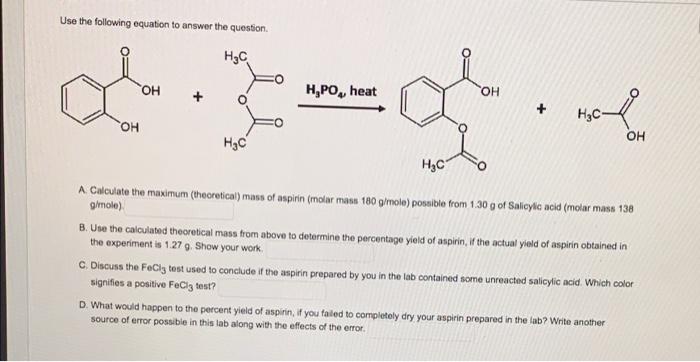Use The Following Equation Tower The Question H3c Mo Oh H Po Heat Oh Hyc Oh Oh H C H C A Co The Maximum Clicar Man Et 9