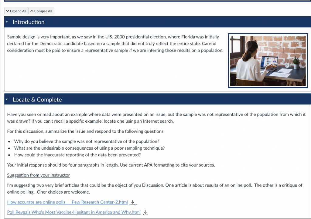 Expand All A Collapse All Introduction Sample Design Is Very Important As We Saw In The U S 2000 Presidential Election 1