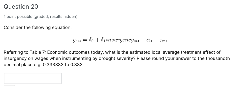 Question 20 1 Point Possible Graded Results Hidden Consider The Following Equation Yms 80 Diinsurgencyms As E 1