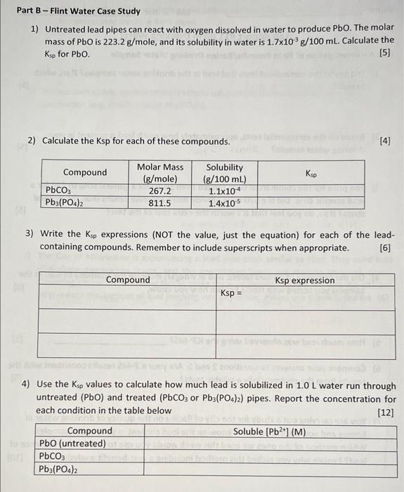 Part B Flint Water Case Study 1 Untreated Lead Pipes Can React With Oxygen Dissolved In Water To Produce Pbo The Molar 1