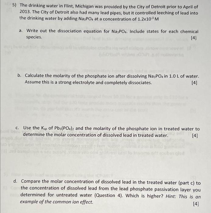 Part B Flint Water Case Study 1 Untreated Lead Pipes Can React With Oxygen Dissolved In Water To Produce Pbo The Molar 2