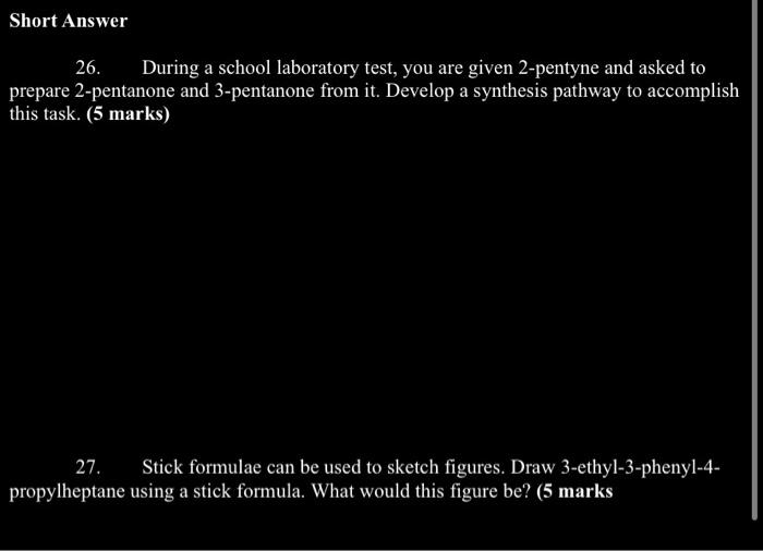 Completion 1 Mark Complete Each Statement 21 The Correct Iupac Name For The Structure Is 22 The Structure Of The C 2