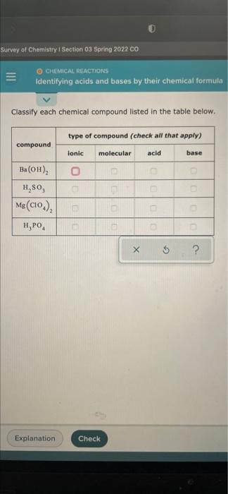 Survey Of Chemistry Section 03 Spring 2022 Co Chemical Reactions Identifying Acids And Bases By Their Chemical Formula C 1