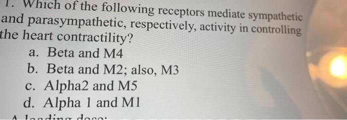 Which Of The Following Receptors Mediate Sympathetic And Parasympathetic Respectively Activity In Controlling The He 1