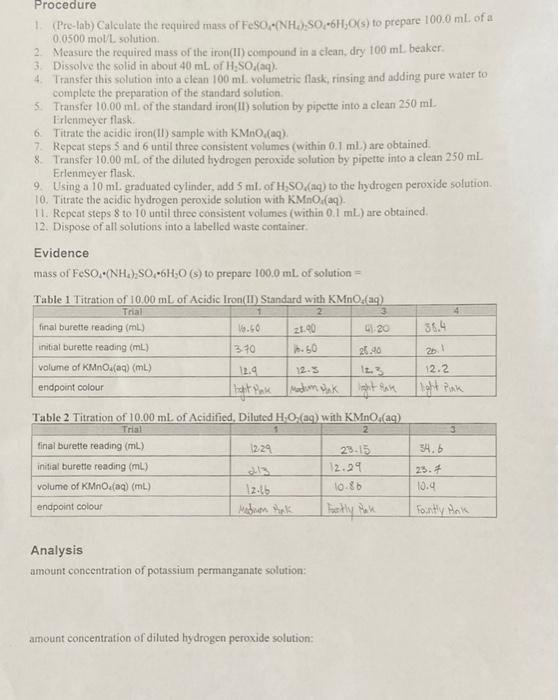 Investigation 13 4 Analyzing A Hydrogen Peroxide Solution Report Checklist Purpose Design Problem Materials Hypothesis P 2
