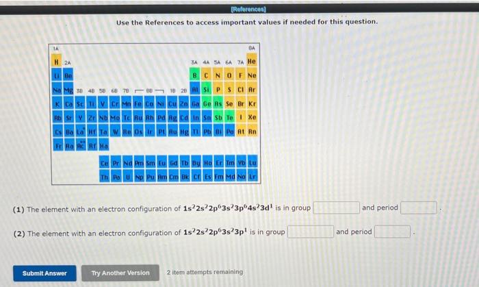 References Use The References To Access Important Values If Needed For This Question 1a H2a Ba 4a Sa Ea 7 He U Be Bcn 1