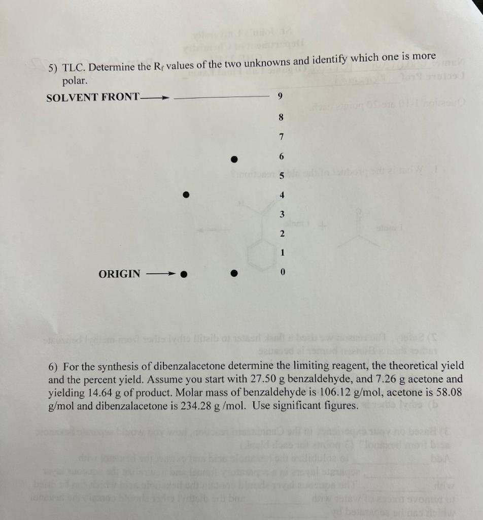 5 Tlc Determine The Rx Values Of The Two Unknowns And Identify Which One Is More Polar Solvent Front 9 8 7 6 5 4 3 2 1