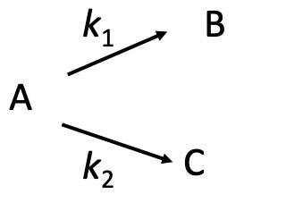 Consider The Reaction Shows Below A Can Decay To Two Products Labeled B And C Both Decay Processes Are First Order K 1
