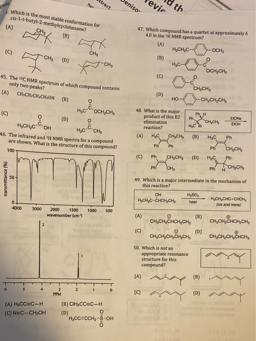Tract Eniso Nas Anic Evir Th Which Is The Most Stable Conformation For Cis 1 T Butyl 2 Methylcyclohexane A B Che C 1
