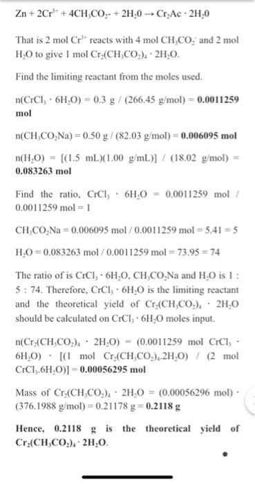 Can Somesome Calculate How Large In Grams Is The Theoretical Yield This Compound Contains One 11 8 Bond Between 2