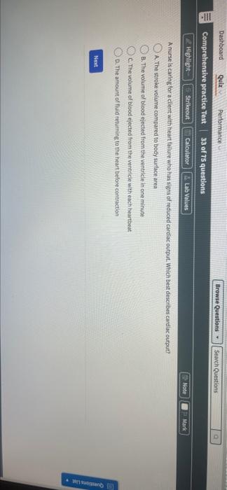 Dashboard Quiz Performance Browse Questions Search Questions Ii Comprehensive Practice Test 33 Of 75 Questions Highli 1