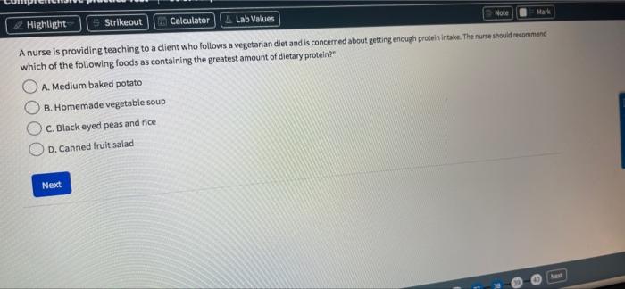 Note Mark Highlight Strikeout Calculator Lab Values A Nurse Is Providing Teaching To A Client Who Follows A Vegetarian D 1