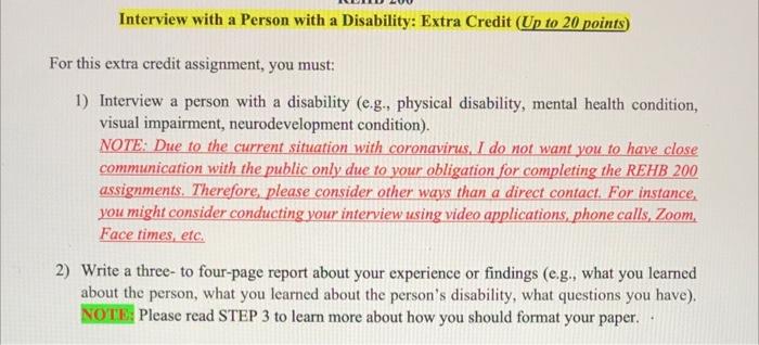 Interview With A Person With A Disability Extra Credit Up To 20 Points For This Extra Credit Assignment You Must 1 1