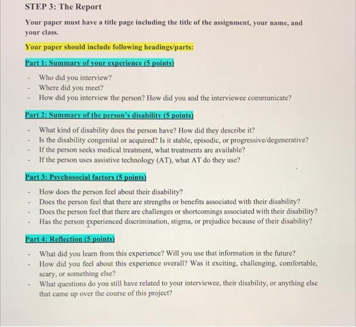 Interview With A Person With A Disability Extra Credit Up To 20 Points For This Extra Credit Assignment You Must 1 3