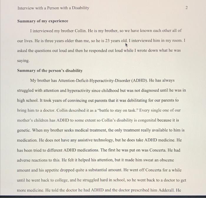 Interview With A Person With A Disability Extra Credit Up To 20 Points For This Extra Credit Assignment You Must 1 4