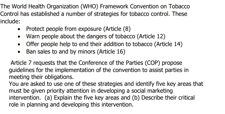 The World Health Organization Who Framework Convention On Tobacco Control Has Established A Number Of Strategies For T 1