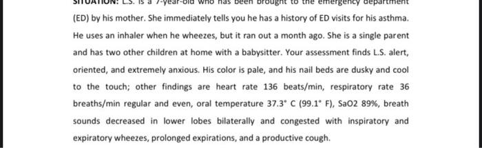 Ed By His Mother She Immediately Tells You He Has A History Of Ed Visits For His Asthma He Uses An Inhaler When He W 1