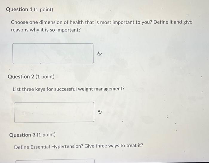 Question 1 1 Point Choose One Dimension Of Health That Is Most Important To You Define It And Give Reasons Why It Is 1