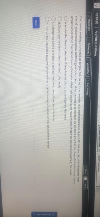 Web Beach Ostos Lab Values Mark Retaje 4 Of 90 Questions Highlight Strikeout Calculator The Nurse Is Working On The Medi 1
