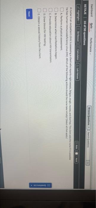 Dashboard Quiz Performance Browse Questions Search Questions Retaje 16 Of 90 Questions Hote Highlight Strikecut Calcul 1