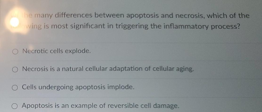 He Many Differences Between Apoptosis And Necrosis Which Of The Wing Is Most Significant In Triggering The Inflammatory 1