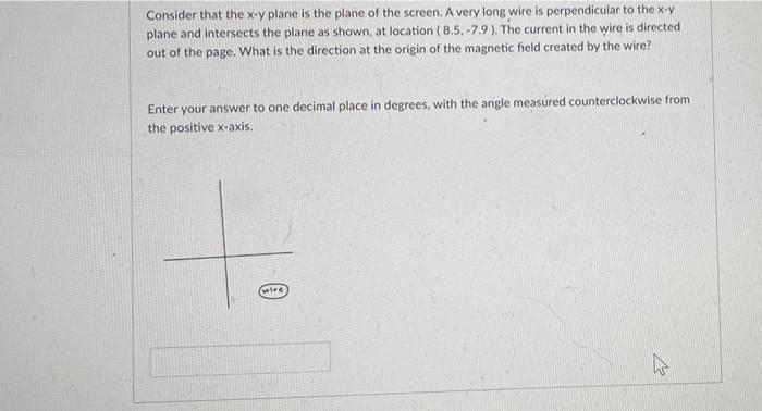 Consider That The Xy Plane Is The Plane Of The Screen A Very Long Wire Is Perpendicular To The X Y Plane And Intersects 1