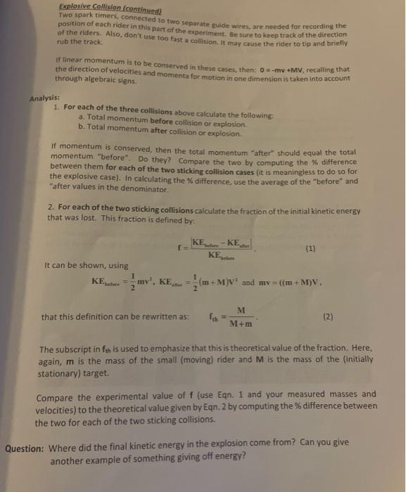 Vation Of Linear Momentum And Inelastic Collisions Objective The Purpose Of This Experiment Is To Study The Law Of Cons 3