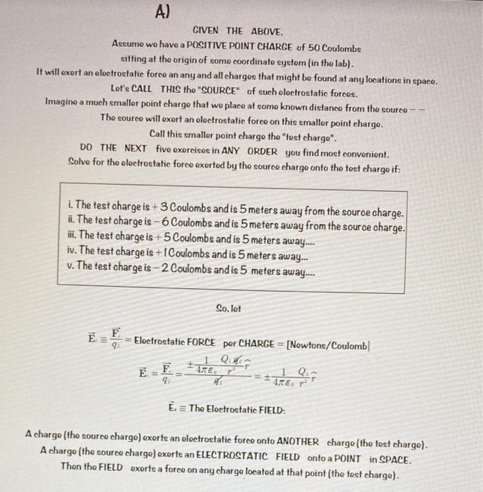 B E Fields Frompoint Charges 25 Pts Two Point Charges Of Differing Magnitudes Are Held Stationary In An Enormously S 5
