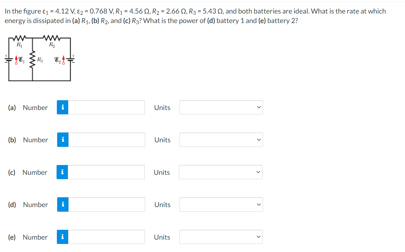 In The Figure 1 4 12 V 2 0 768 V R1 4 56 12 R2 2 66 12 R3 5 43 12 And Both Batteries Are Ideal What Is 1
