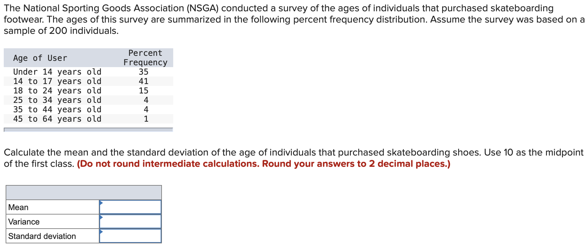 The National Sporting Goods Association Nsga Conducted A Survey Of The Ages Of Individuals That Purchased Skateboardin 1