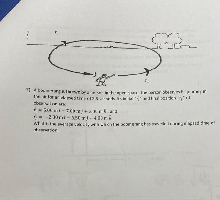 3 Ri Me 7 A Boomerang Is Thrown By A Person In The Open Space The Person Observes Its Journey In The Air For An Elapse 1