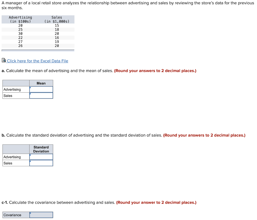 A Manager Of A Local Retail Store Analyzes The Relationship Between Advertising And Sales By Reviewing The Store S Data 1