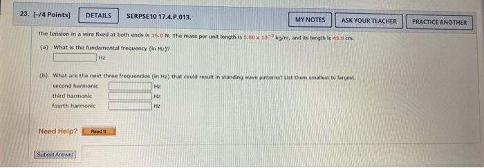 23 74 Points Details Serpse10 17 4 P 013 My Notes Ask Your Teacher Practice Another The Tension In A Wire Fixed At B 1