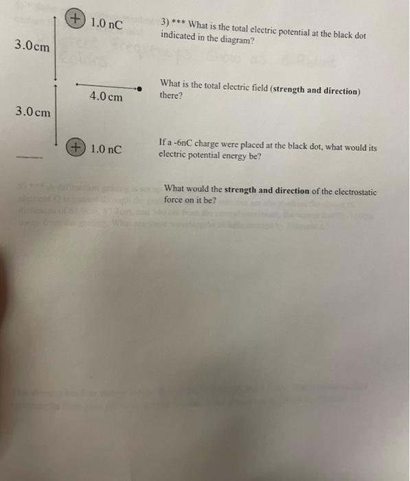 1 0 Nc 3 What Is The Total Electric Potential At The Black Dot Indicated In The Diagram 3 0cm What Is The Total 1
