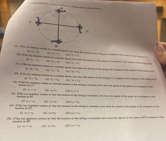 Plane Attached To And Is Revolved In A Vertical Below B D A If The Toy Airplane Rotates At A Constant Speed How Does 1