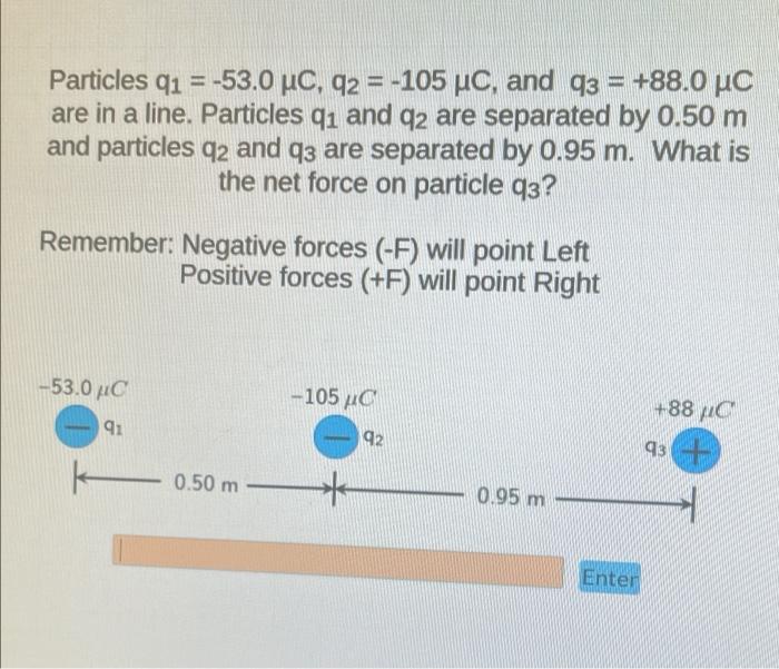 Particles Q1 53 0 Uc 92 105 Uc And Q3 88 0 C Are In A Line Particles Qi And Qz Are Separated By 0 50 M And 1