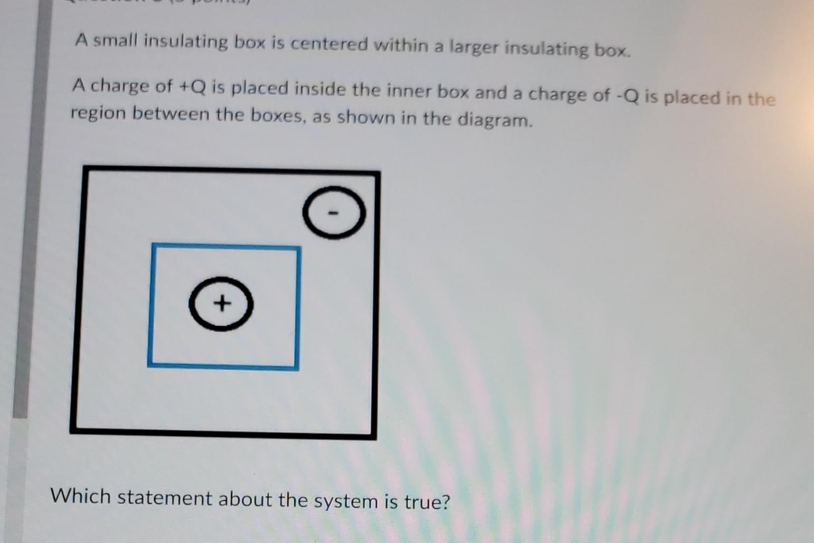 A Small Insulating Box Is Centered Within A Larger Insulating Box A Charge Of Q Is Placed Inside The Inner Box And A C 1