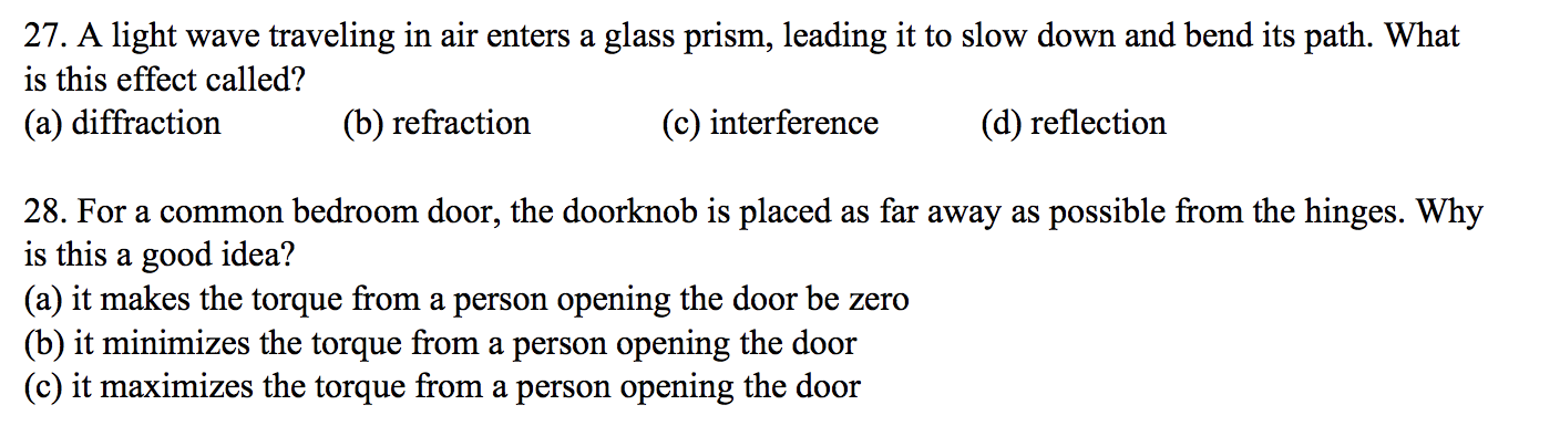 27 A Light Wave Traveling In Air Enters A Glass Prism Leading It To Slow Down And Bend Its Path What Is This Effect C 1