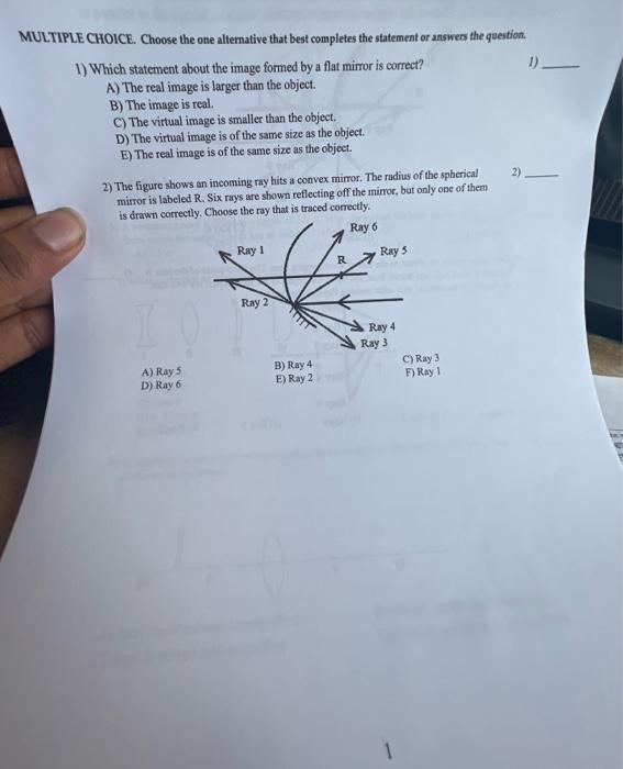 Multiple Choice Choose The One Alternative That Best Completes The Statement Or Answers The Question 1 Which Statemen 1