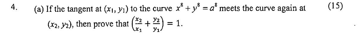 4 15 A If The Tangent At X1 Yi To The Curve X 38 A Meets The Curve Again At X2 Y2 Then X2 That Pr 1