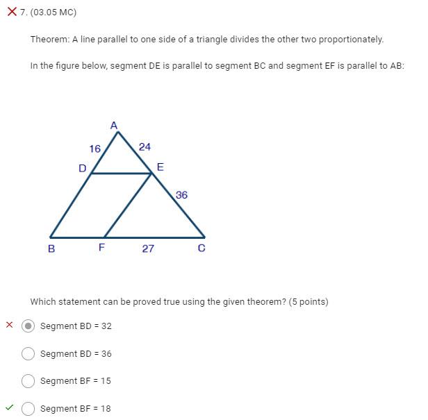 X 7 03 05 Mc Theorem A Line Parallel To One Side Of A Triangle Divides The Other Two Proportionately In The Figure B 1