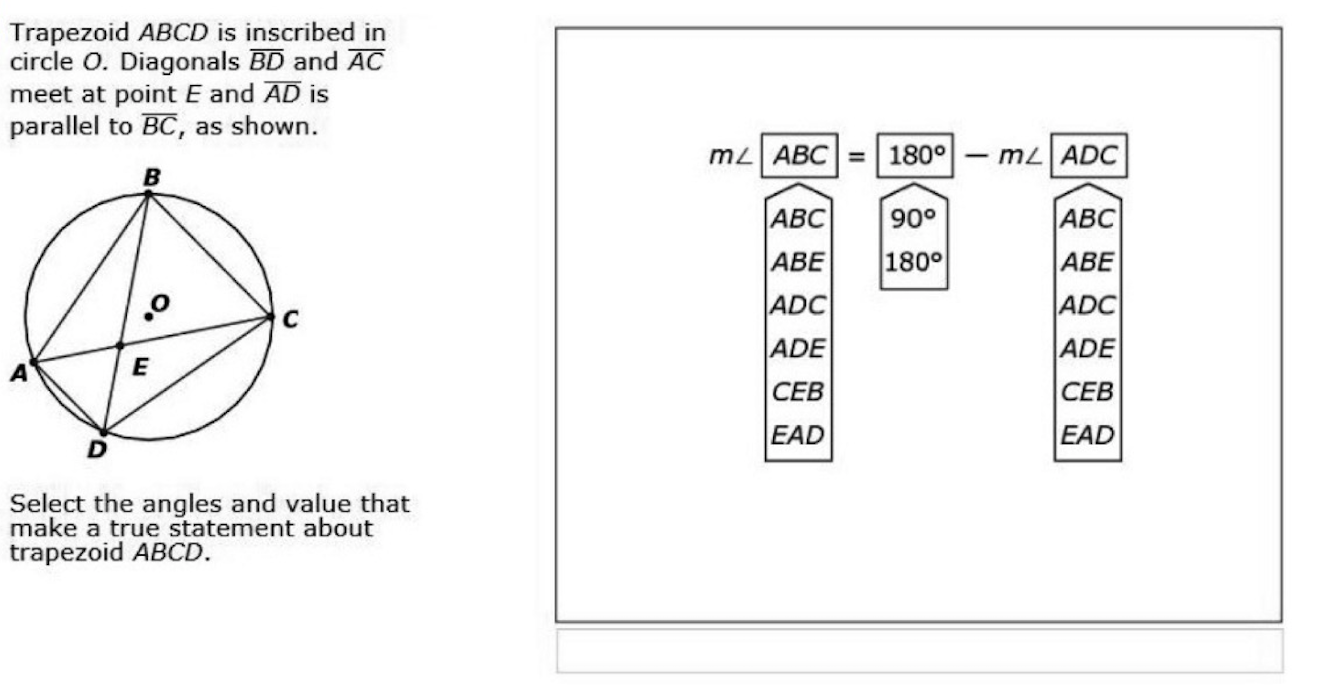 Trapezoid Abcd Is Inscribed In Circle O Diagonals Bd And Ac Meet At Point E And Ad Is Parallel To Bc As Shown Mz Abc 1