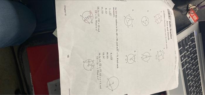 Practice Arce And Chords Algebra The The Radius Of On Is 18 Nk 9 And De 120 Find Each Me 5 Mge 6 Mzhine 7 Zhen Bh 2
